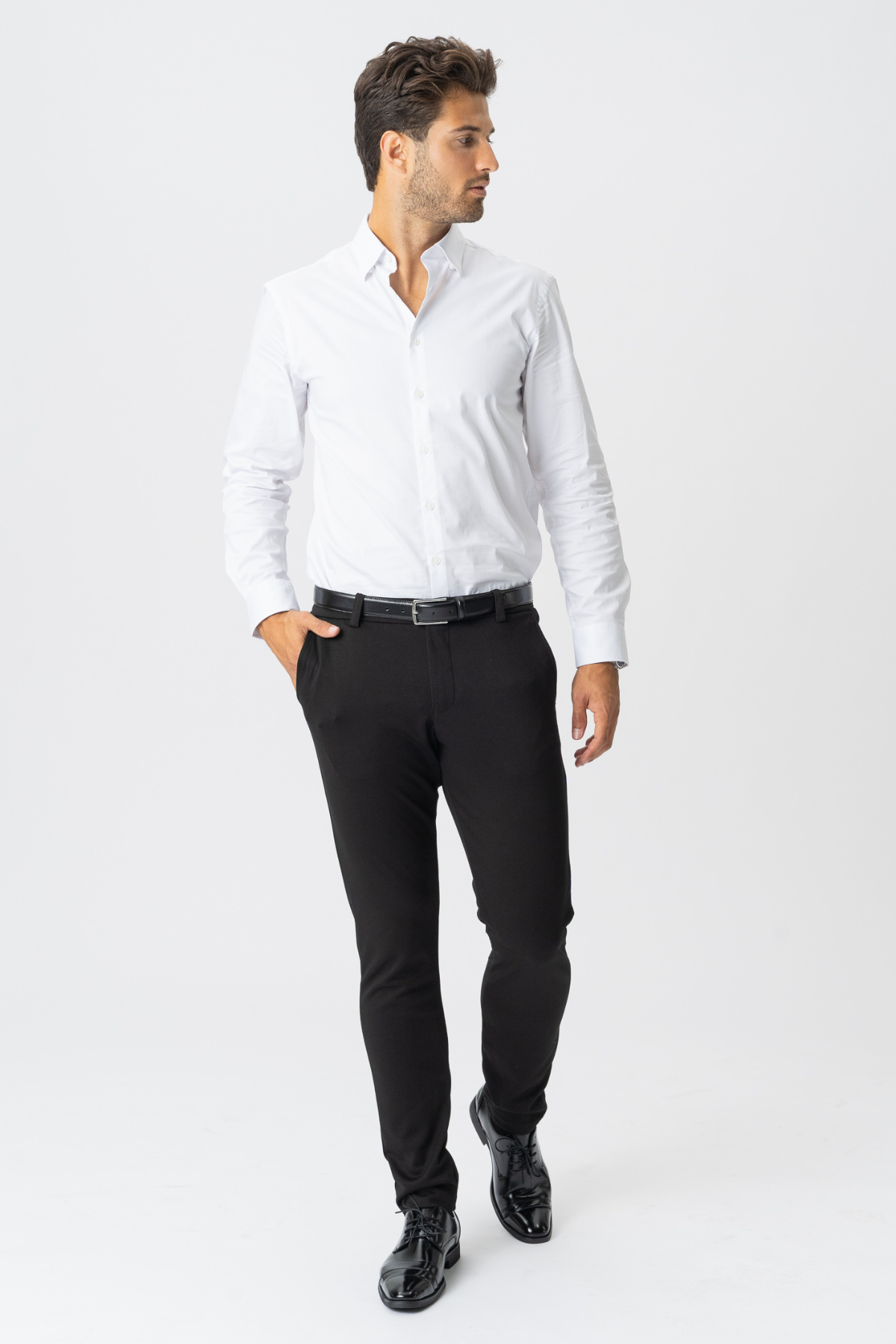 Lamberto - Pantaloni Uomo Neri Eleganti Stile Formale Casual