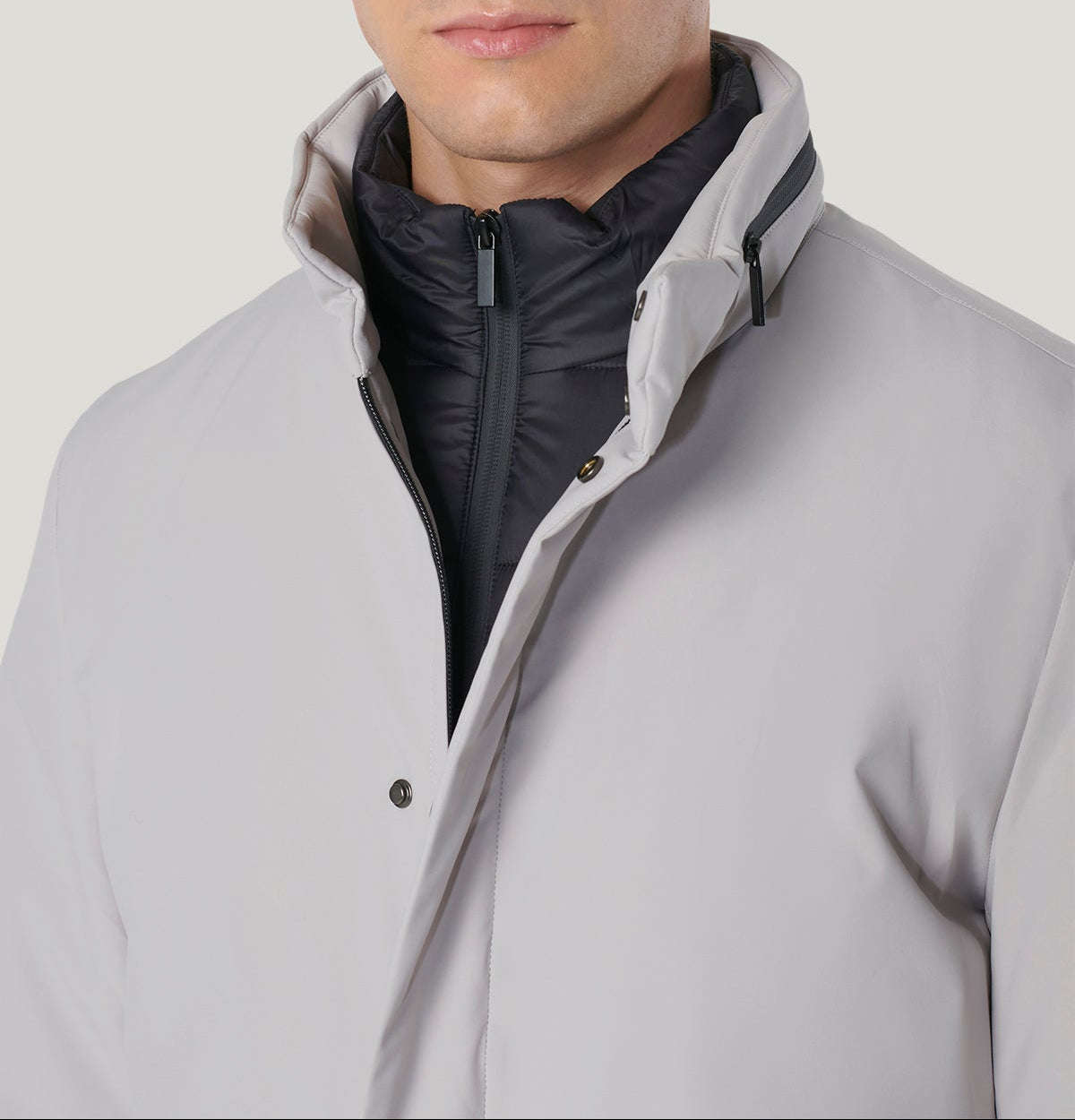 Karl - Giaccone Uomo Grigio Chiaro con Inserto