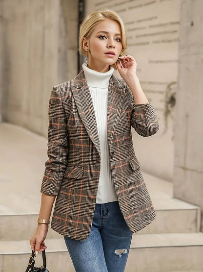 Pierina – Blazer Donna Elegante a Quadri Chic