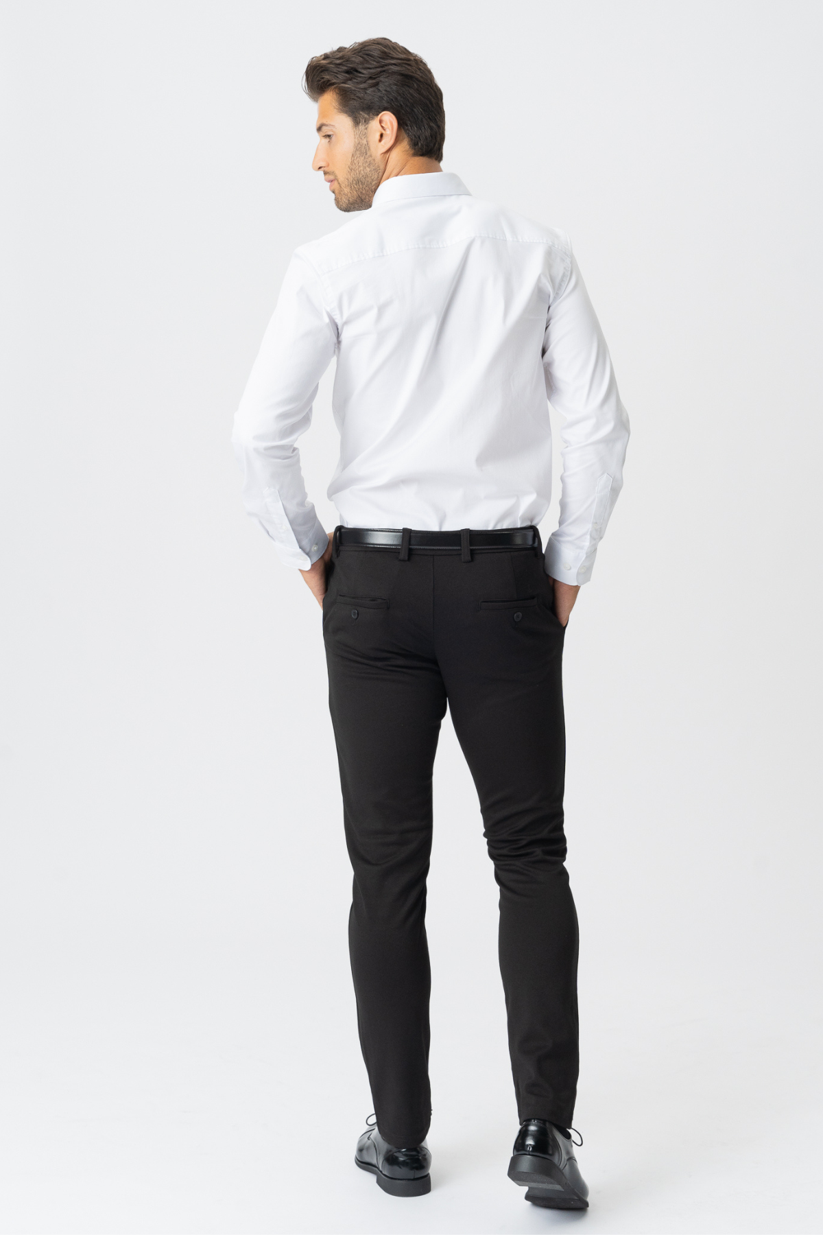 Lamberto - Pantaloni Uomo Neri Eleganti Stile Formale Casual