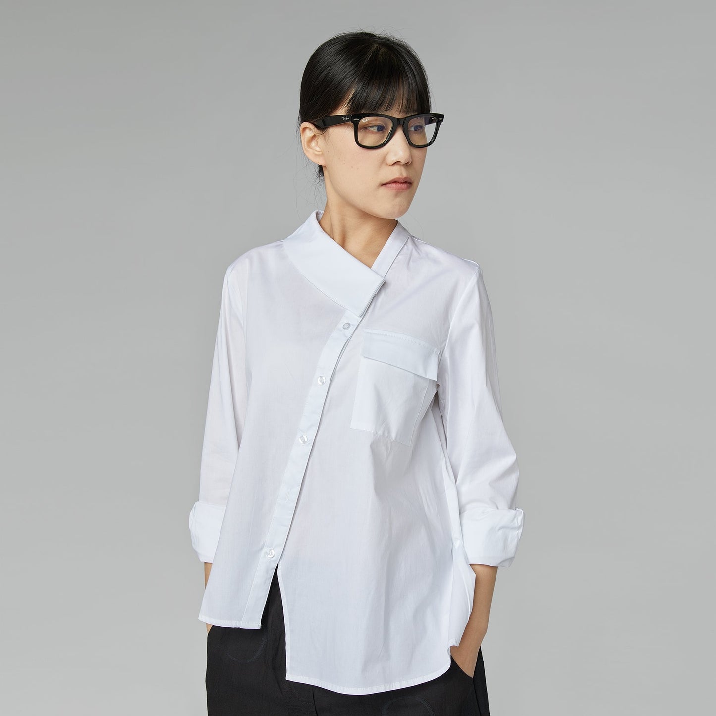 Quirita - Camicia Donna Mezzo Colletto Bianca Moderna Elegante
