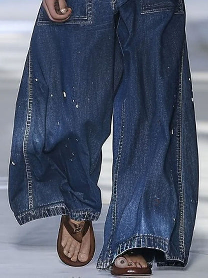 Tiziana - Jeans Donna Casual Loose con Tasche Multiple