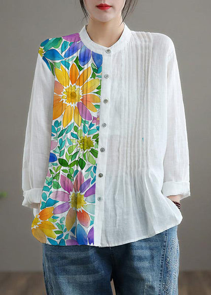 Teodora - Tunica Camicia Donna Bianca Ramie Naturale Moderna