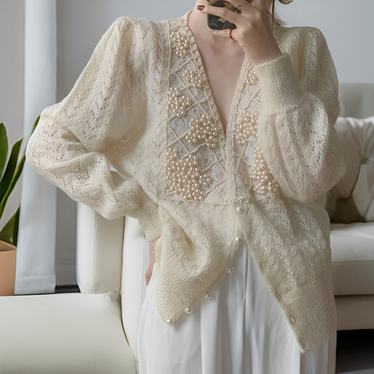 Flaviana - Maglione elegante con bottoni di madreperla