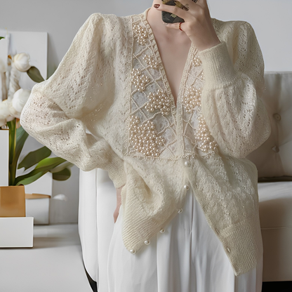 Flaviana - Maglione elegante con bottoni di madreperla