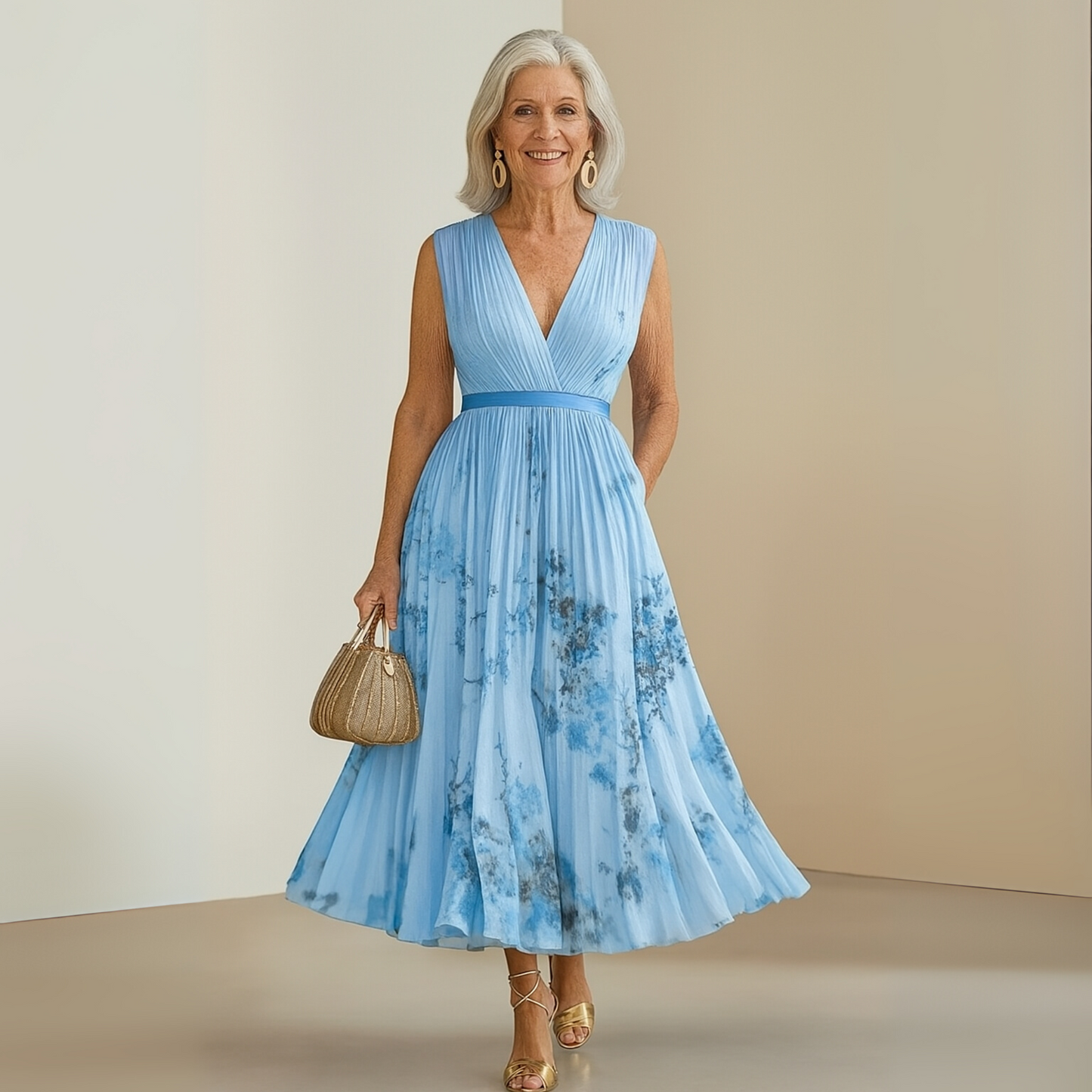 Ippolita - Vestito donna maxi plissé senza maniche estate