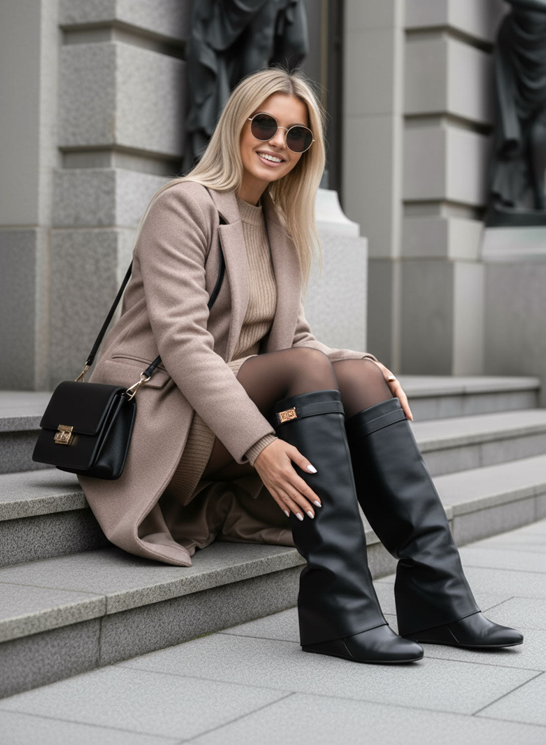 Noemi – Stivali Con Risvolto E Zeppa Dal Design Moderno