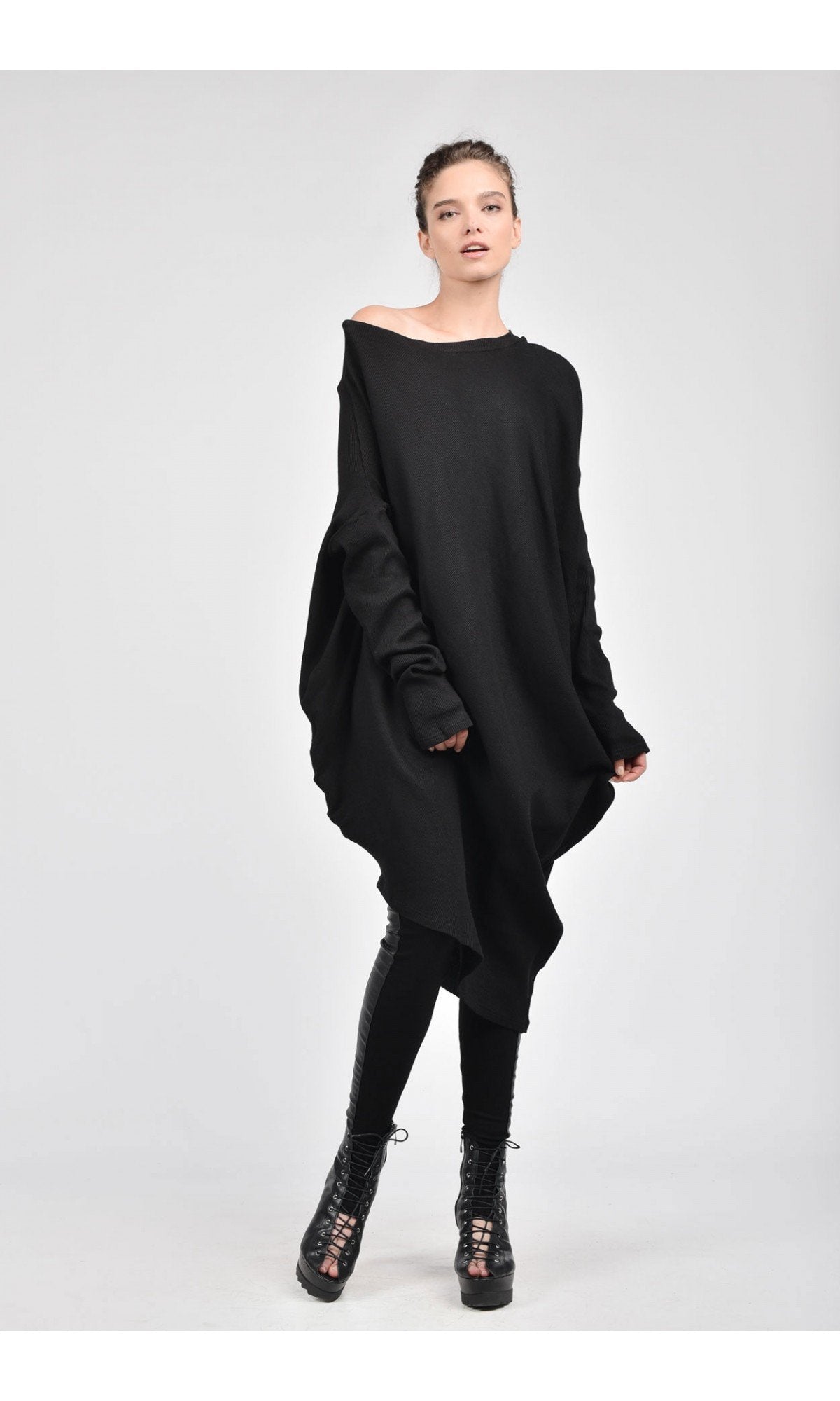 Quinora – Abito Tunica Asimmetrico Costine Donna Elegante