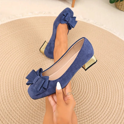 Laura - Pumps Tacco Basso Fiocco Eleganti Donna