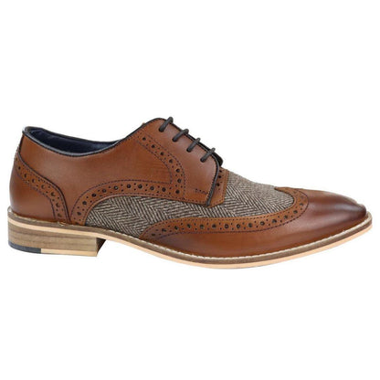 Leandro – Brogue Uomo in Pelle e Tweed Stile Gatsby Peaky Blinders