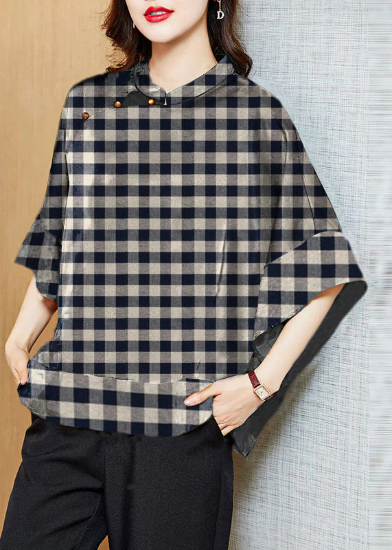 Zara - Camicia Nera Vintage Collo Mandarin Patchwork
