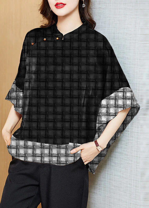 Zara - Camicia Nera Vintage Collo Mandarin Patchwork