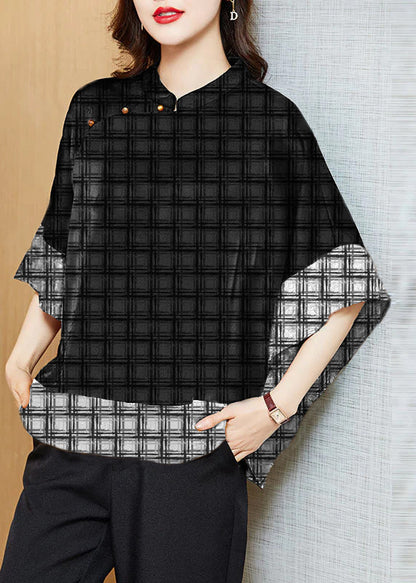 Zara - Camicia Nera Vintage Collo Mandarin Patchwork