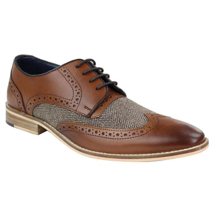 Leandro – Brogue Uomo in Pelle e Tweed Stile Gatsby Peaky Blinders