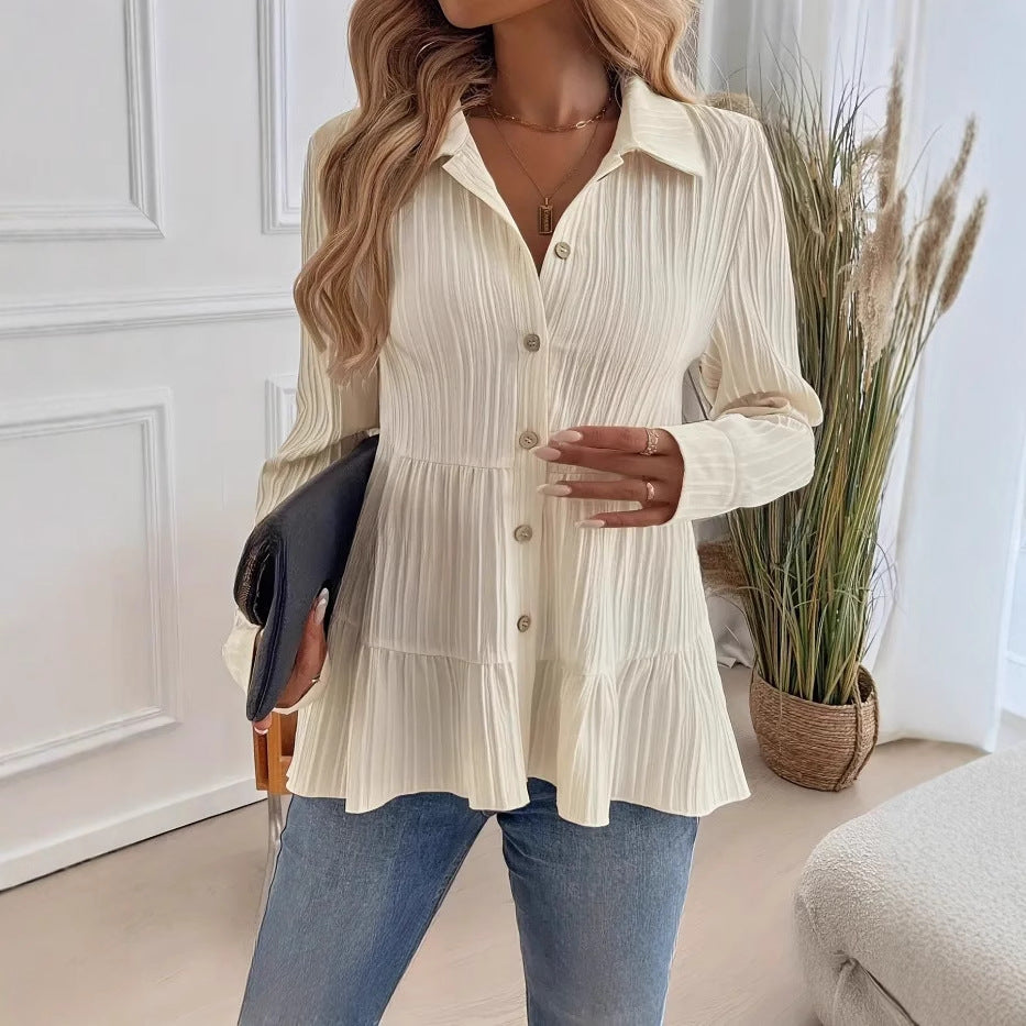 Fiorella - Camicia Pullover in Cotone a Maniche Lunghe