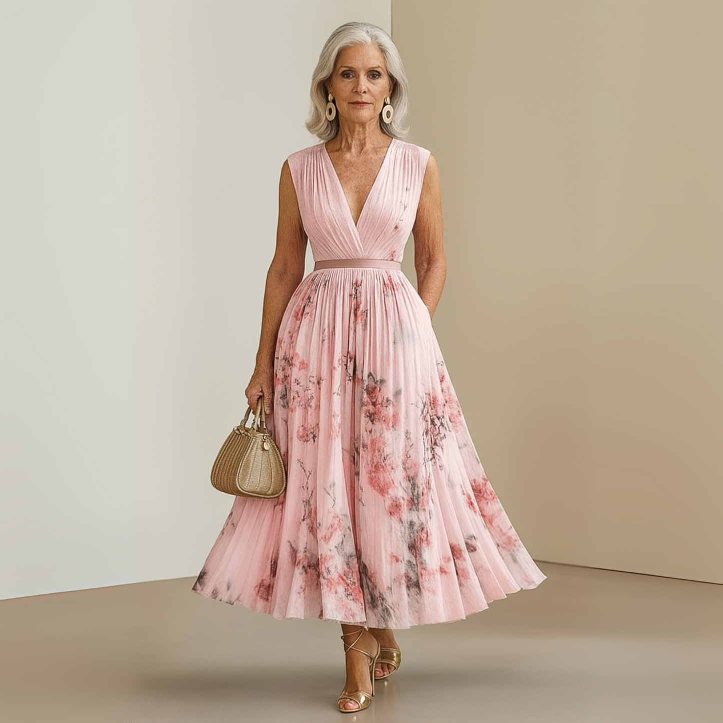 Ippolita - Vestito donna maxi plissé senza maniche estate