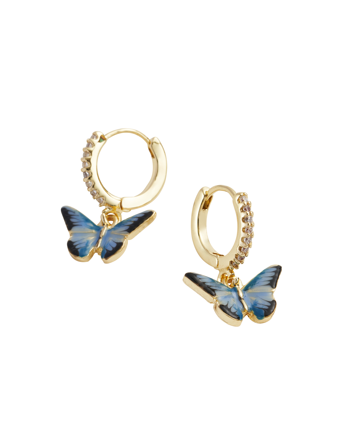Lissisa – Orecchini Huggie Farfalla Blu in Smalto