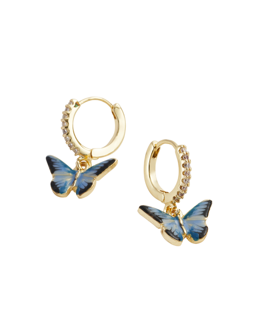 Lissisa – Orecchini Huggie Farfalla Blu in Smalto