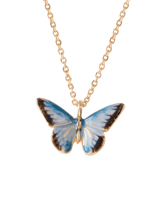 Livia – Collana Corta Farfalla Smalto Blu