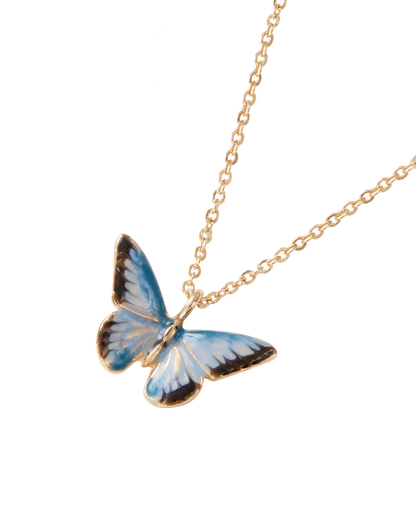 Livia – Collana Corta Farfalla Smalto Blu