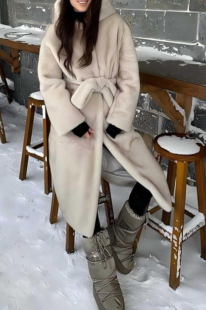 Flavia - Cappotto lungo in shearling con cintura, calore e raffinatezza in un unico capo