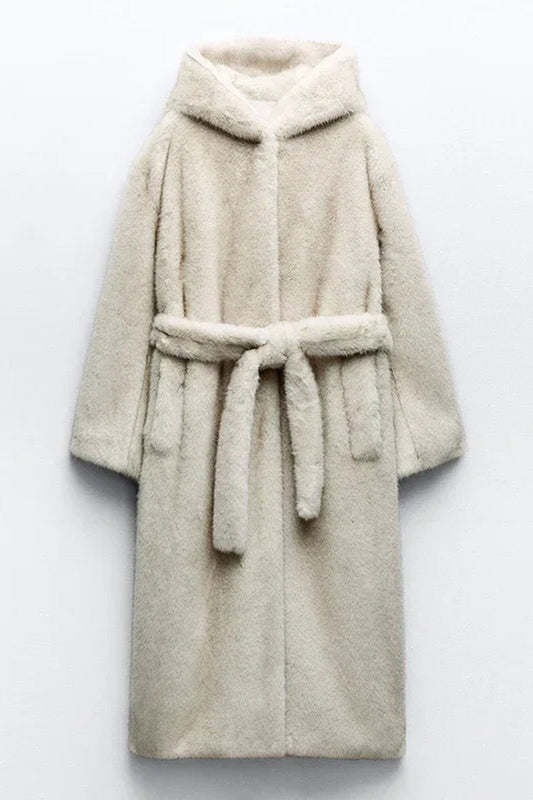 Flavia - Cappotto lungo in shearling con cintura, calore e raffinatezza in un unico capo