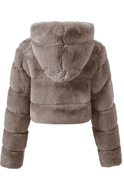 Cecilia - Cappotto Corto Nero Soffice con Zip Elegante