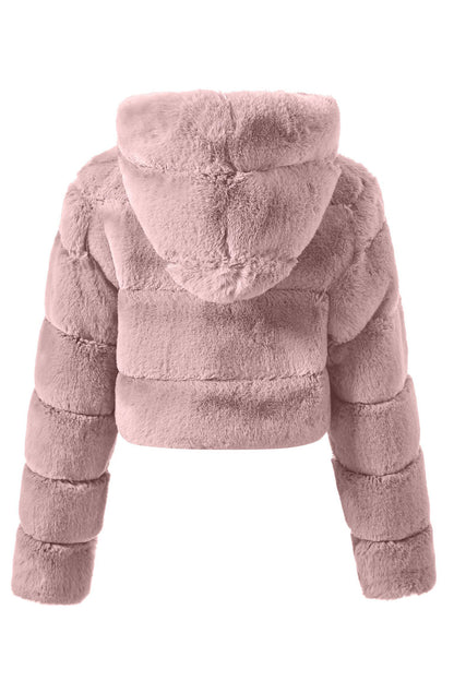 Cecilia - Cappotto Corto Nero Soffice con Zip Elegante