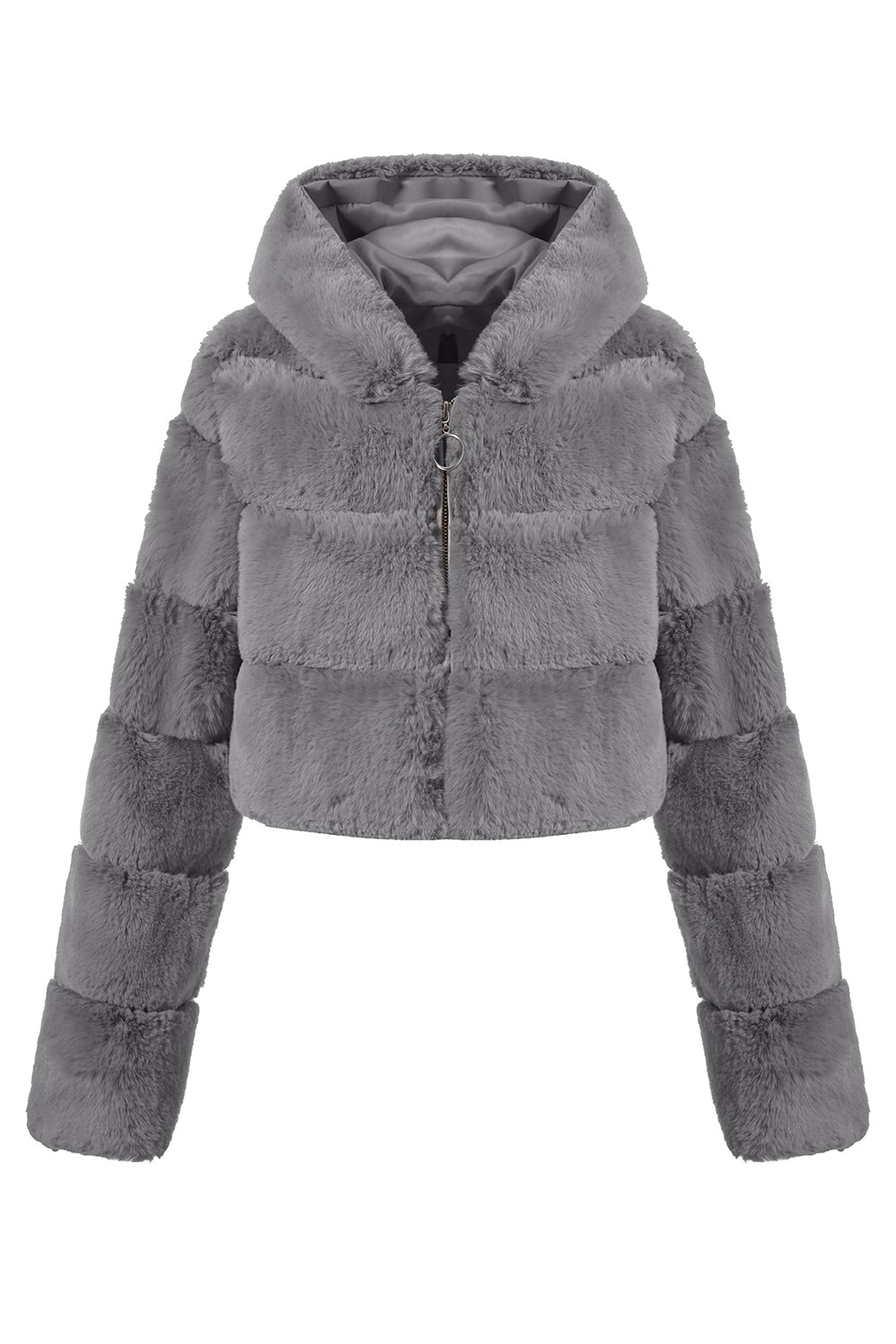 Cecilia - Cappotto Corto Nero Soffice con Zip Elegante