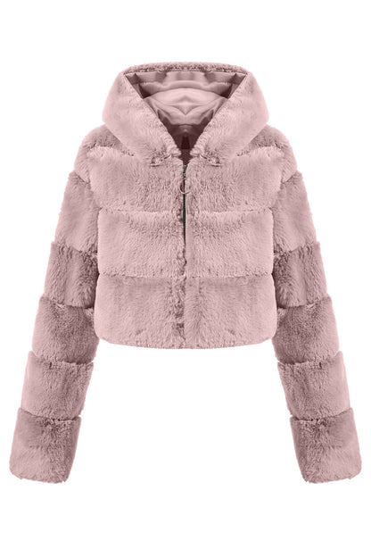 Cecilia - Cappotto Corto Nero Soffice con Zip Elegante