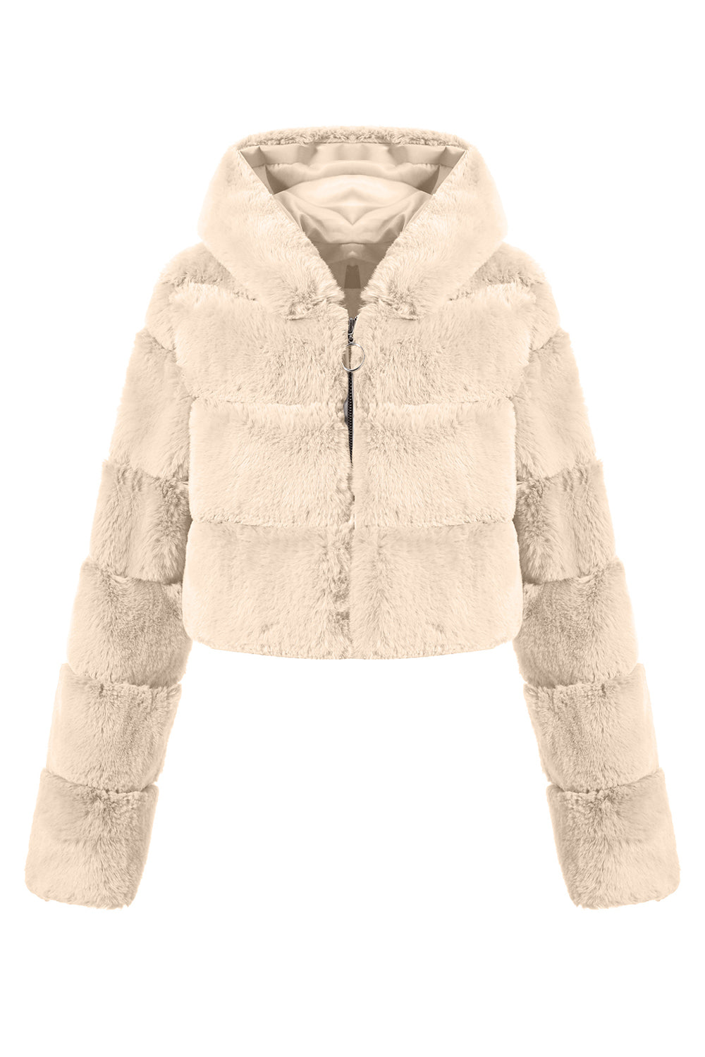 Cecilia - Cappotto Corto Nero Soffice con Zip Elegante