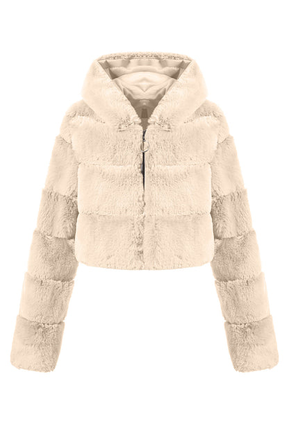 Cecilia - Cappotto Corto Nero Soffice con Zip Elegante