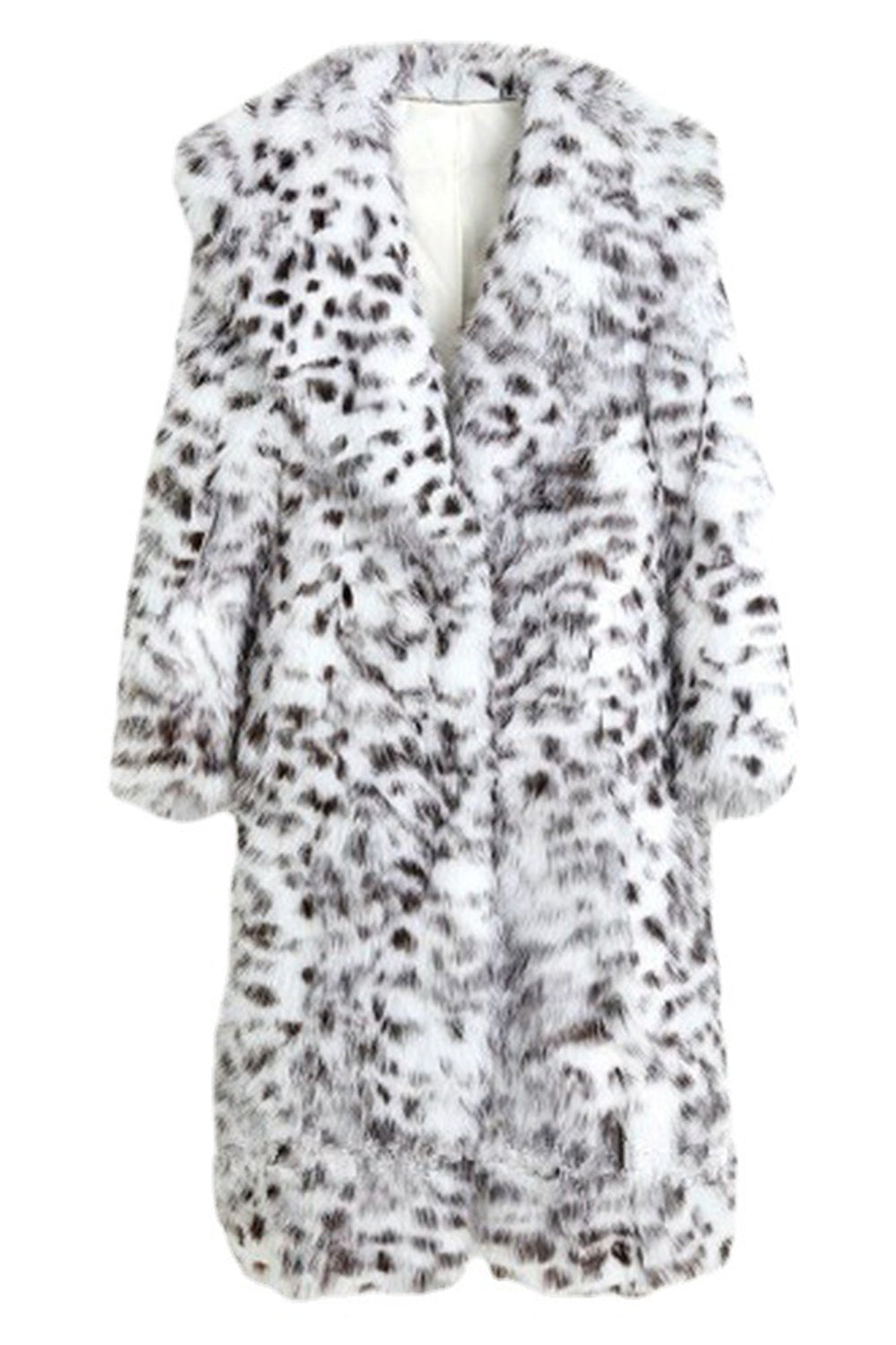 Katia - Cappotto Lungo Leopardato Bianco e Nero Trendy