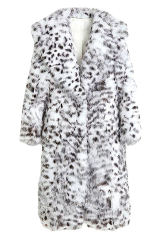 Katia - Cappotto Lungo Leopardato Bianco e Nero Trendy