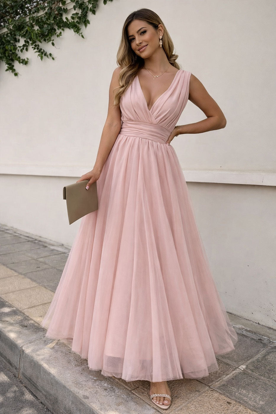 Bruna - Abito Lungo Cerimonia Scollo V Donna