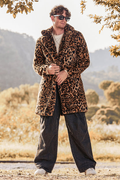 Roberto – Cappotto Invernale Di Media Lunghezza Con Risvolto Leopardato