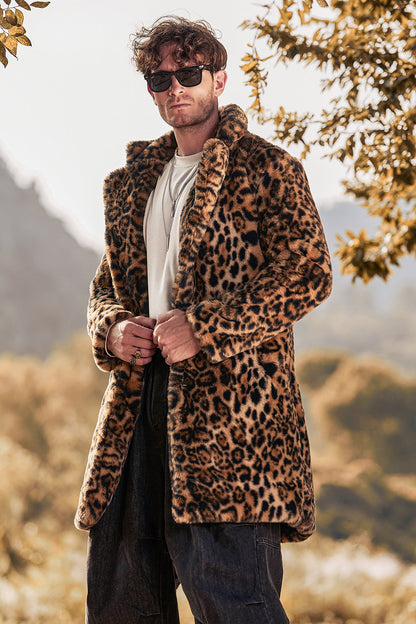 Roberto – Cappotto Invernale Di Media Lunghezza Con Risvolto Leopardato