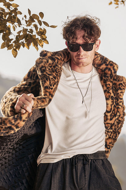 Roberto – Cappotto Invernale Di Media Lunghezza Con Risvolto Leopardato