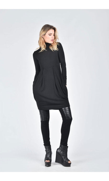 Quinella - Abito Tunica Collo Alto Maglia Fine Donna Elegante