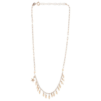 Londina - Collana Argento Rosa Pietre Beige Stellina Donna