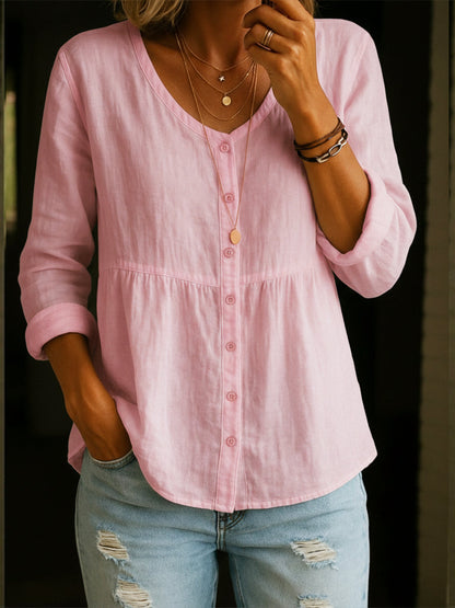 Federica – Camicia Con Scollo A V E Chiusura A Bottoni Classica