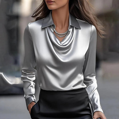 Enrica – Camicia Con Collo Drappeggiato E Taglio Irregolare