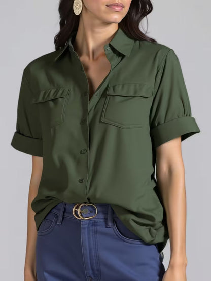 Natasha - Camicia Donna Maniche Corte Tasca Elegante