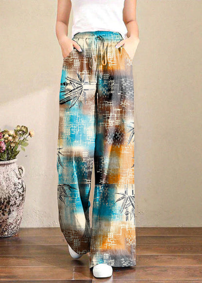 Emma - Pantaloni Ampi Grigi Vita Elastico Estate