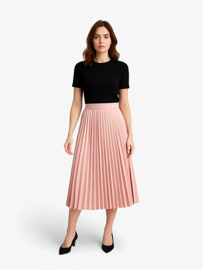 Rosamila - Gonna Midi Plissettata Vita Alta A-line Donna