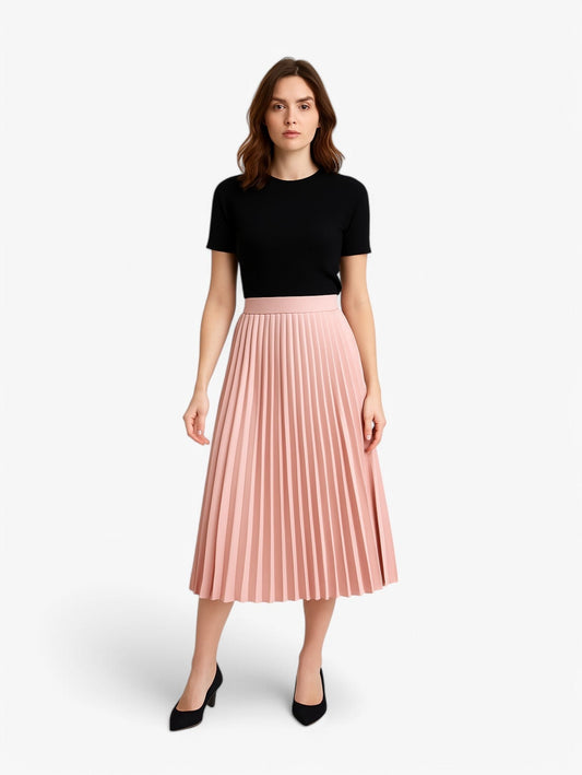 Rosamila - Gonna Midi Plissettata Vita Alta A-line Donna