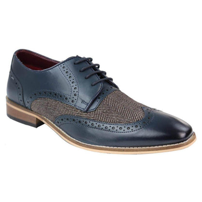 Leandro – Brogue Uomo in Pelle e Tweed Stile Gatsby Peaky Blinders