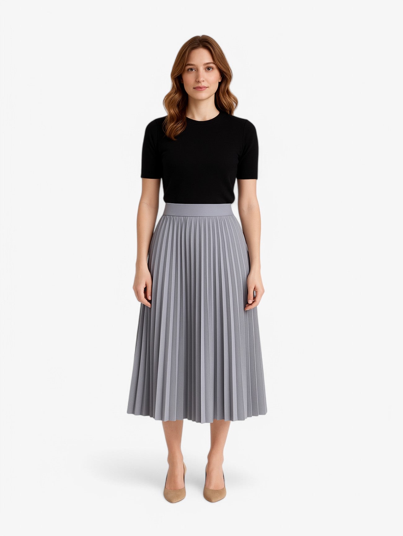 Rosamila - Gonna Midi Plissettata Vita Alta A-line Donna