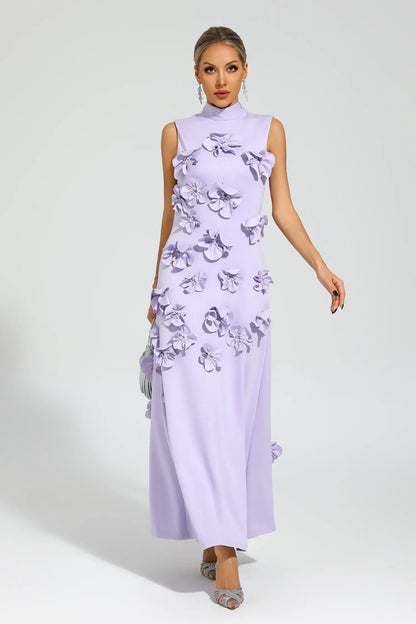 Quinora - Abito Maxi Senza Maniche Ricamo Floreale Donna