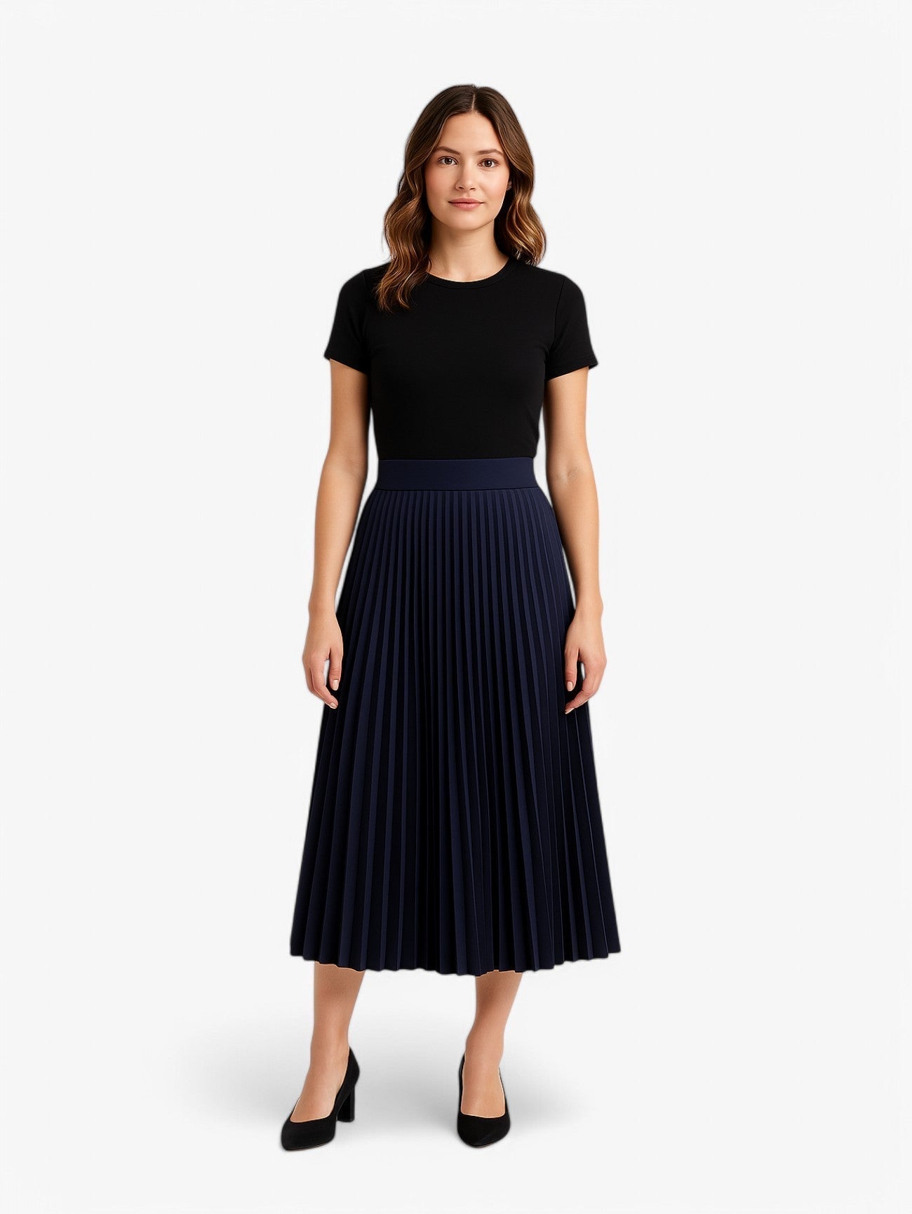 Rosamila - Gonna Midi Plissettata Vita Alta A-line Donna
